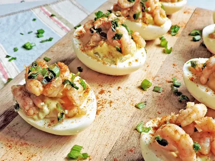 Garlic Shrimp Stuffed Deviled Eggs